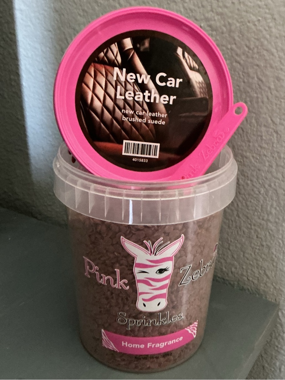 New Car Leather Pink Zebra Wax Melts in a 4 oz blend bag